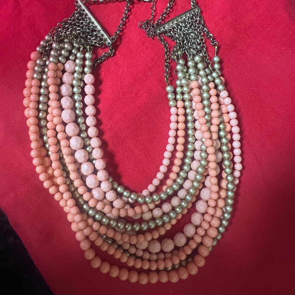 Stella & Dot Pink and Green Beaded Necklace